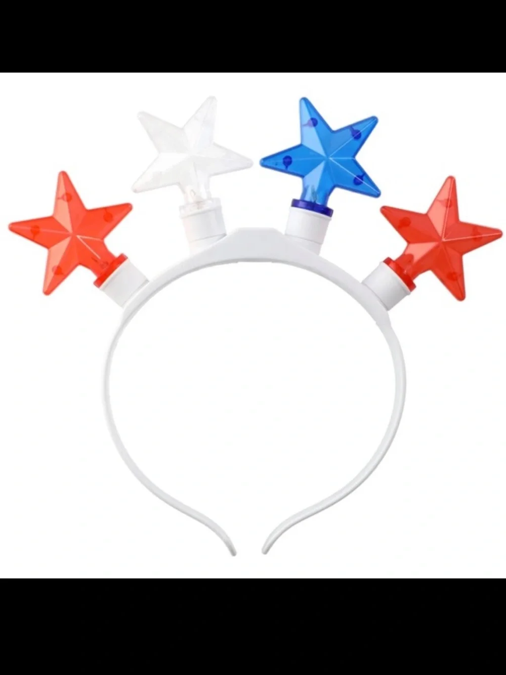 NWT Three Speed-Red, White & Blue Patriotic Flashing Stars Light Up Head Band